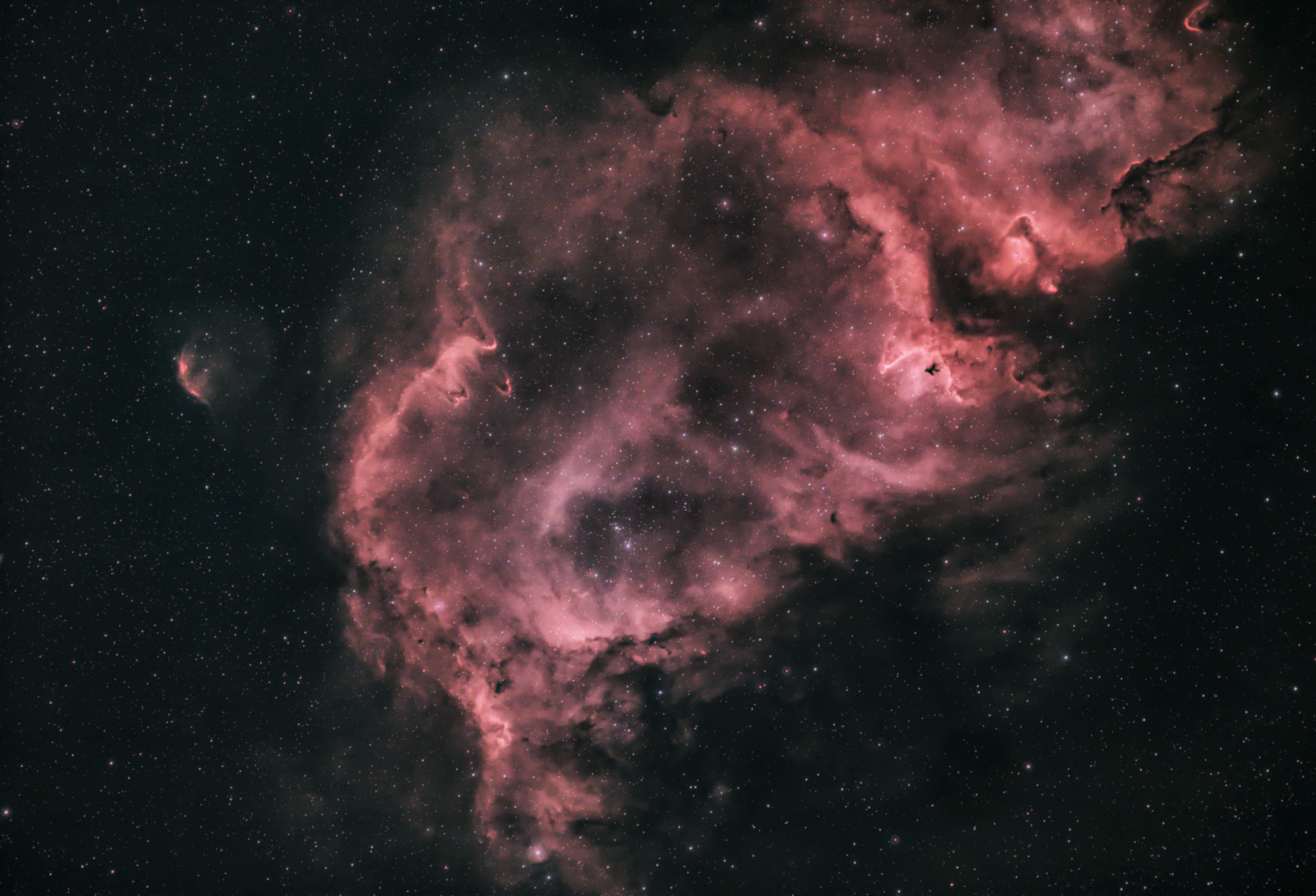 Phil Rourke. IC1848 the Soul Nebula is located in the constellation of Cassiopeia. 26:12:2022.  SkyWatcher ED80 refractor and focal reducer, SkyWatcher HEQ5PRO mount, ZWO ASI294MC PRO colour camera and Optolong Extreme dual narrowband filter.